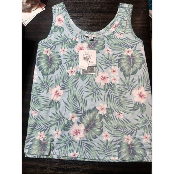 Macy’s Roudelain NEW size XL pajama set - tank/shorts Agatha tropical print - Picture 2 of 6